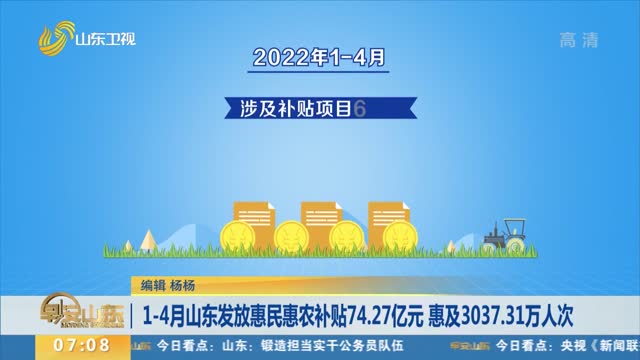 1-4月山东发放惠民惠农补贴74.27亿元 惠及3037.31万人次