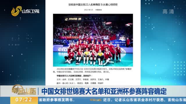 中国女排世锦赛大名单和亚洲杯参赛阵容确定