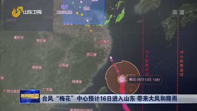 台风“梅花”中心预计16日进入山东 带来大风和降雨