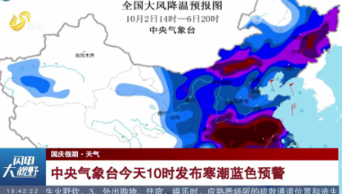 【国庆假期·天气】山东省气象台继续发布暴雨蓝色预警和内陆大风蓝色预警