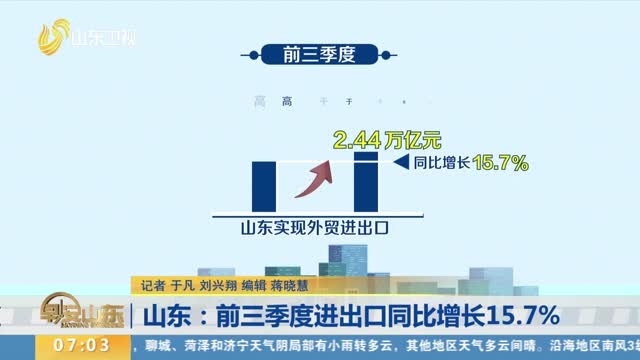 山东：前三季度进出口同比增长15.7%