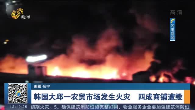韩国大邱一农贸市场发生火灾 四成商铺遭毁