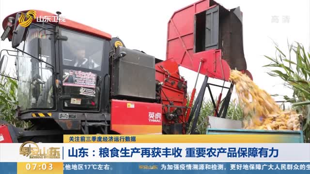 【关注前三季度经济运行数据】山东：粮食生产再获丰收 重要农产品保障有力