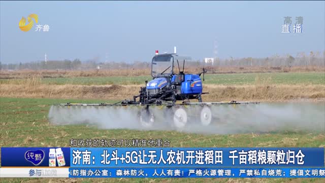济南：北斗+5G让无人农机开进稻田 千亩稻粮颗粒归仓