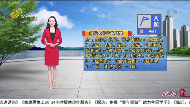 看天气：山东省气象台发布内陆大风蓝色预警