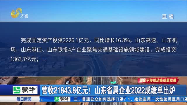 营收21843.8亿元！山东省属企业2022成绩单出炉