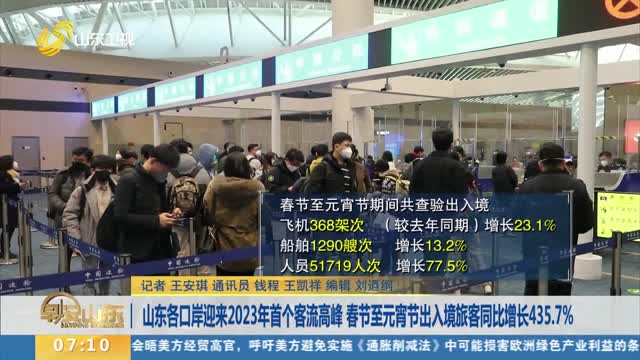 山东各口岸迎来2023年首个客流高峰 春节至元宵节出入境旅客同比增长435.7%