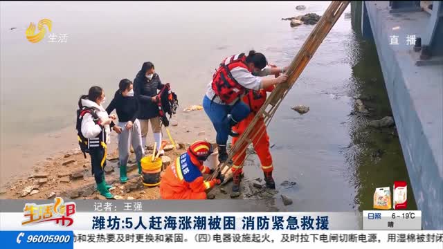 潍坊：5人赶海涨潮被困 消防紧急救援