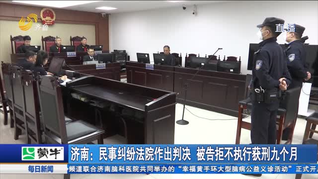 济南：民事纠纷法院作出判决 被告拒不执行获刑九个月