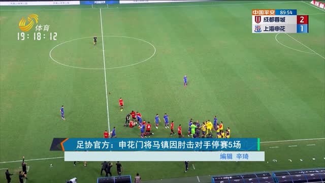 足协官方：申花门将马镇因肘击对手停赛5场
