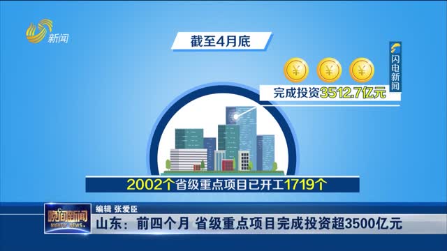 山东：前四个月 省级重点项目完成投资超3500亿元