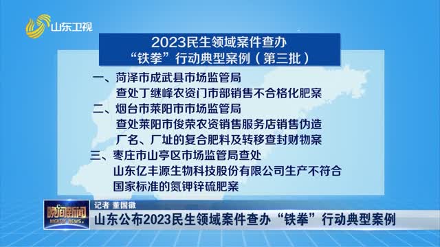 山东公布2023民生领域案件查办“铁拳”行动典型案例
