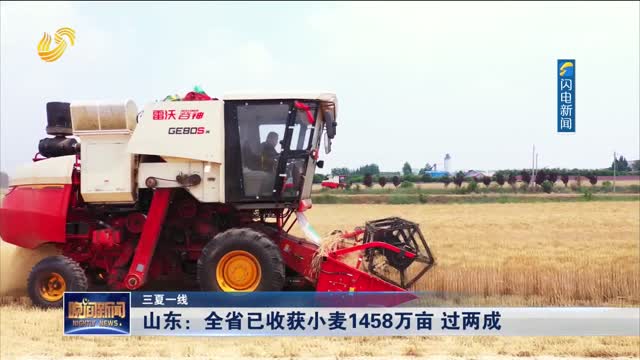 【三夏一线】山东：全省已收获小麦1458万亩 过两成