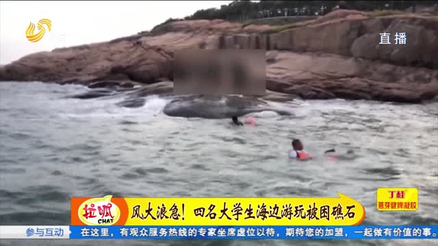 青岛：4名大学生海边被困 救援队及时救援