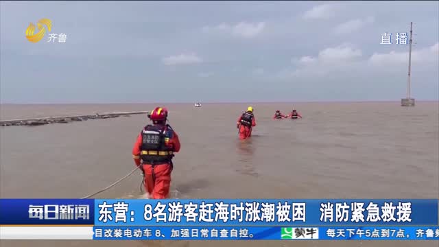东营：8名游客赶海时涨潮被困 消防紧急救援