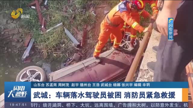 【第一现场】武城：车辆落水驾驶员被困 消防员紧急救援