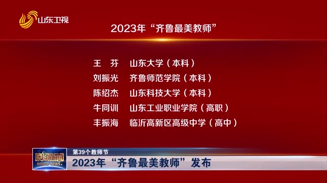 【第39个教师节】2023年“齐鲁最美教师”发布