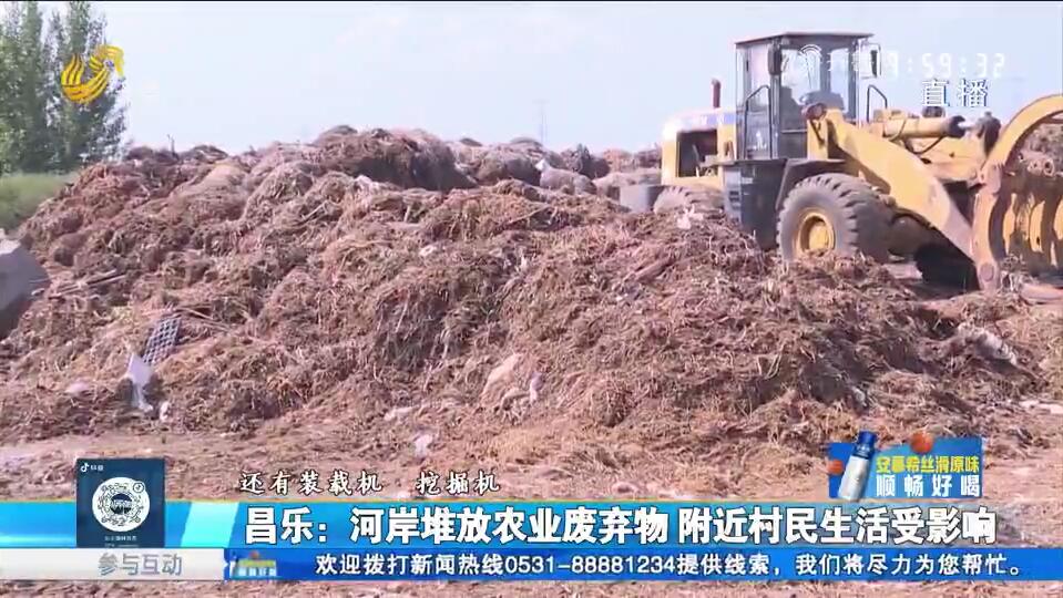 昌乐：河岸堆放农业垃圾 影响村民生活