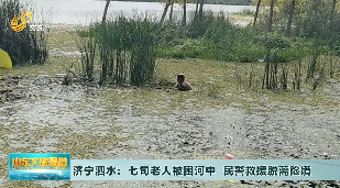 济宁泗水：七旬老人被困河中  民警救援脱离险境