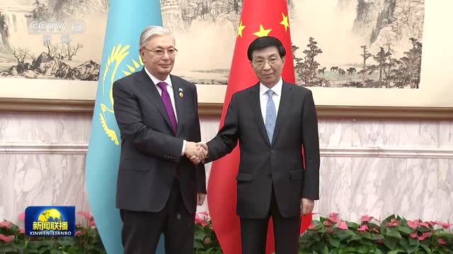王沪宁会见哈萨克斯坦总统