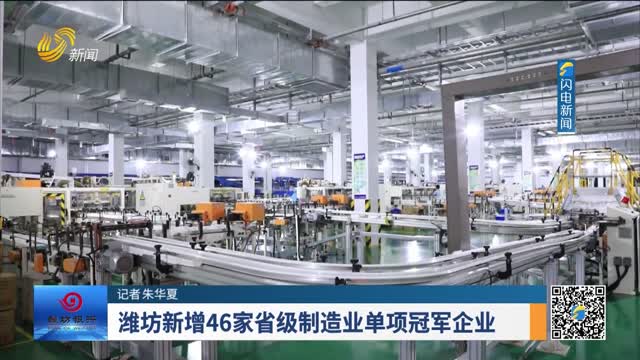 潍坊新增46家省级制造业单项冠军企业