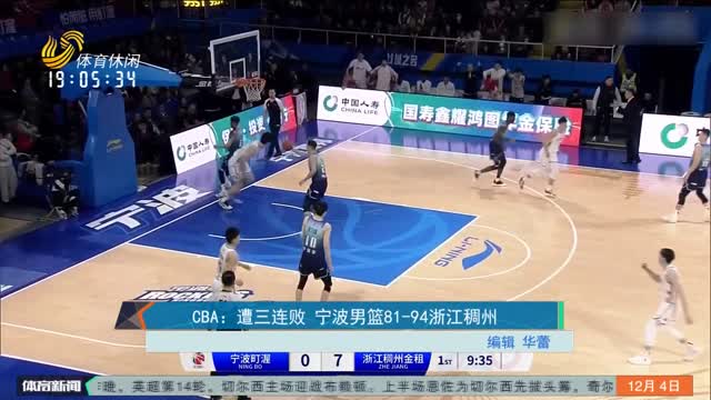 CBA：遭三连败 宁波男篮81-94浙江稠州