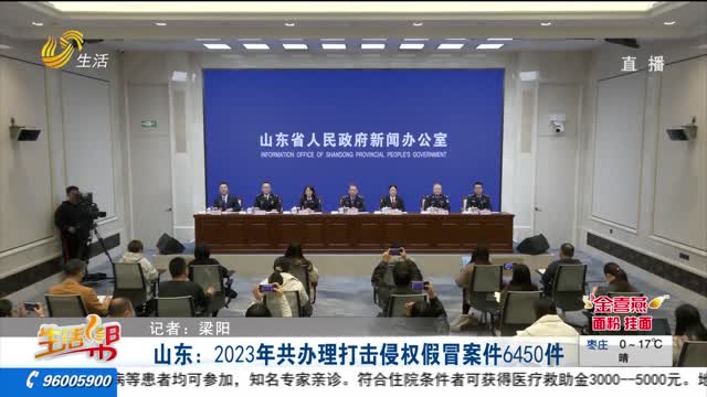 山东：2023年共办理打击侵权假冒案件6450件