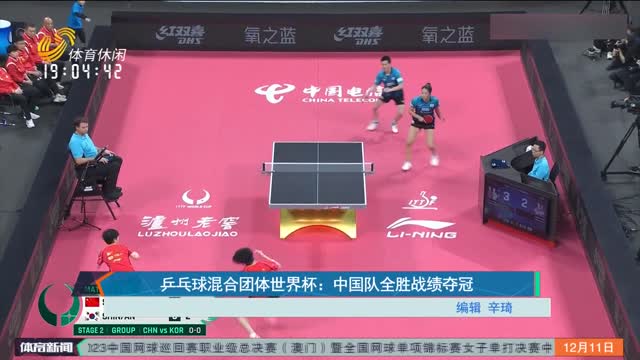 乒乓球混合团体世界杯：中国队全胜战绩夺冠