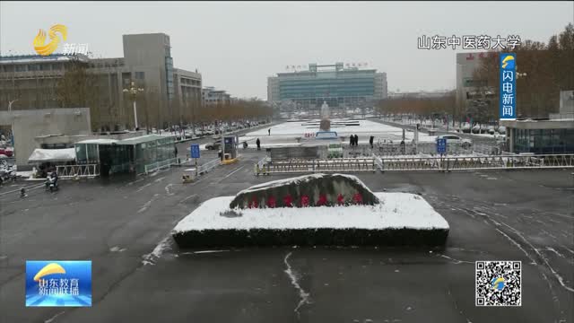 山东高校冬雪里的风景