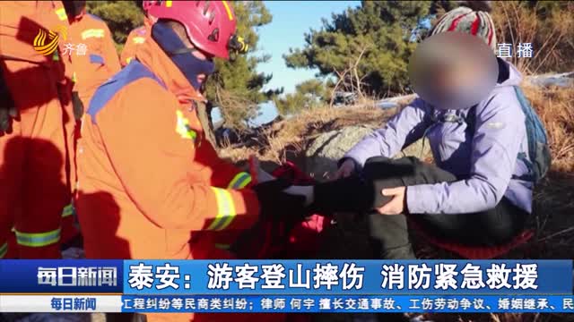 泰安：游客登山摔伤 消防紧急救援