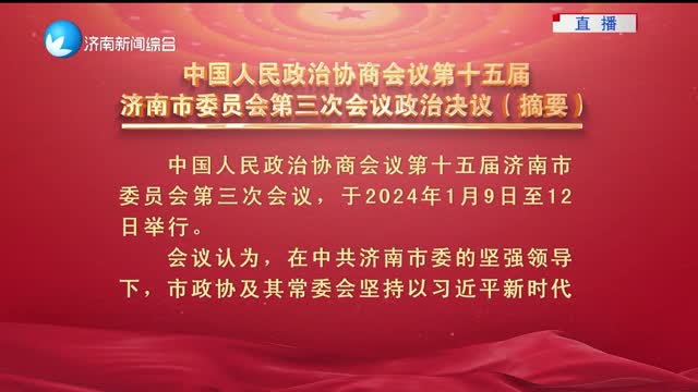 中国人民政治协商会议第十五届济南市委员会第三次会议政治决议（摘要）