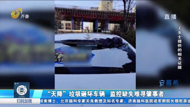 潍坊：天降垃圾砸坏汽车 监控缺失难寻肇事者