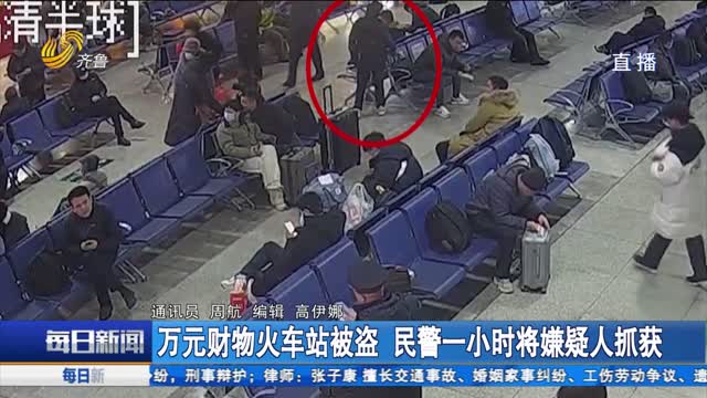 万元财物火车站被盗 民警一小时将嫌疑人抓获