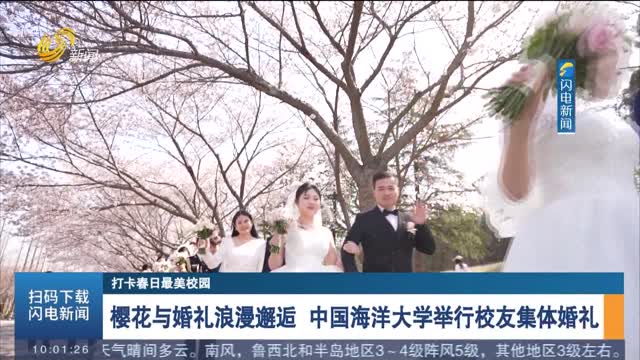 【打卡春日最美校园】樱花与婚礼浪漫邂逅 中国海洋大学举行校友集体婚礼