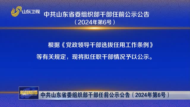  Announcement of the Organization Department of the CPC Shandong Provincial Committee (No. 6 in 2024)