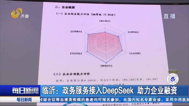 臨沂：政務服務接入DeepSeek 助力企業(yè)融資