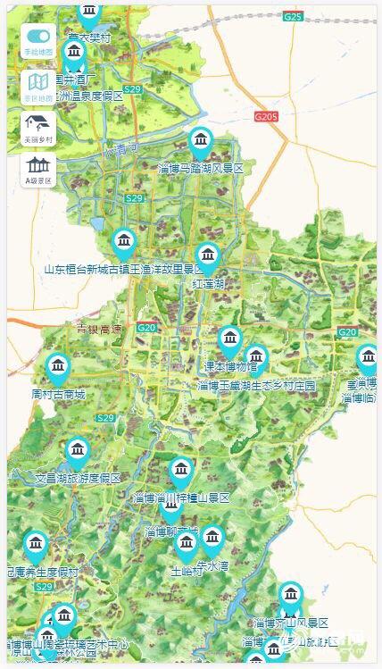 淄博景点地图全图图片