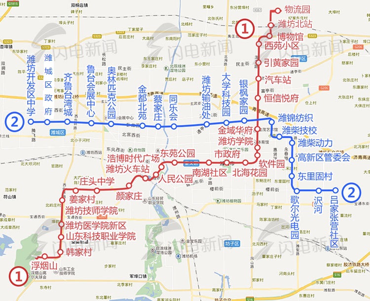 潍坊2020年轻轨线路图图片