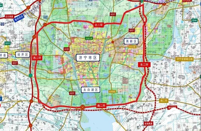 济宁大二环公路规划总长度106公里,今年建设的东二环,北二环西延,西