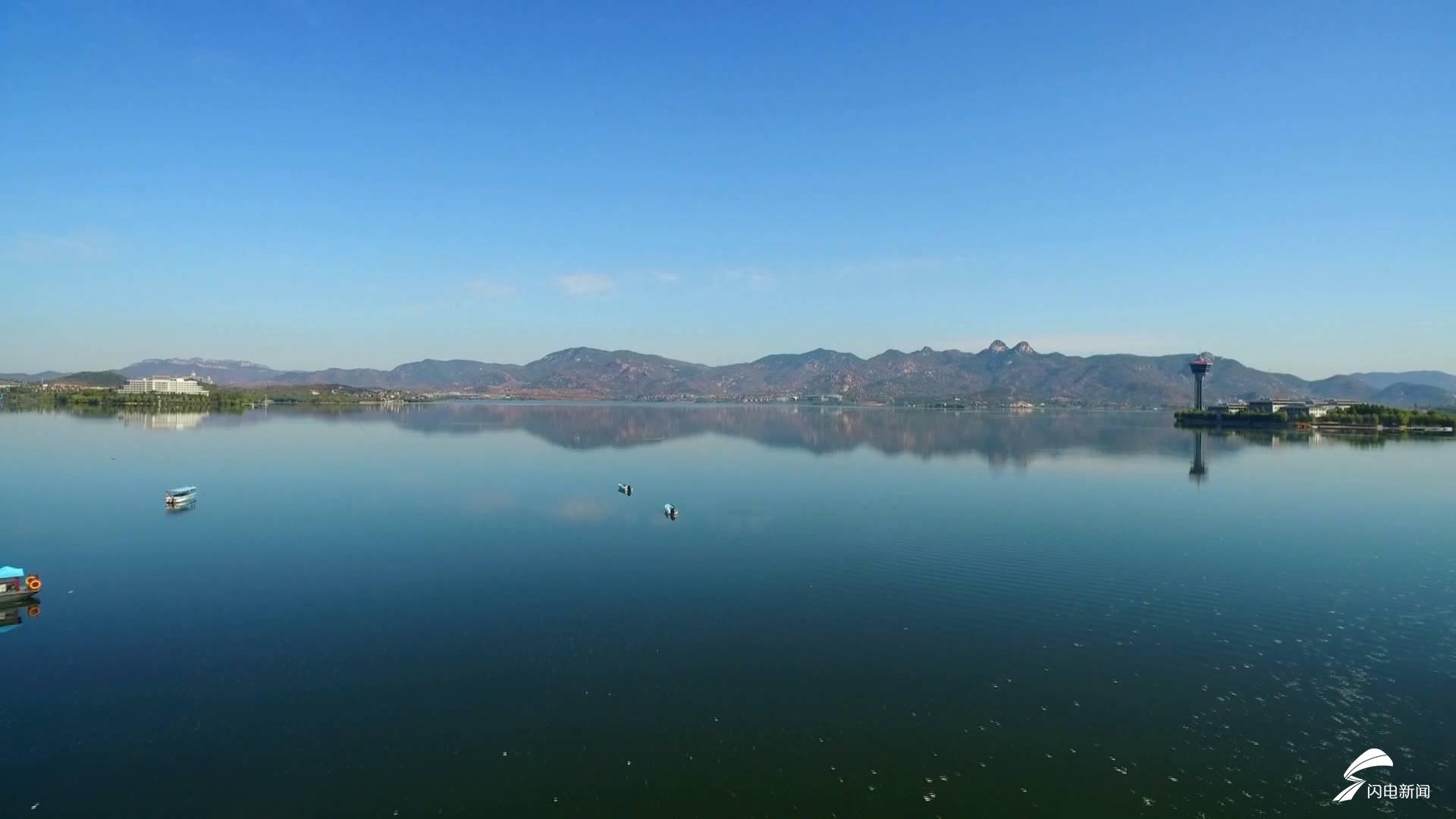 57秒空中俯瞰雪野湖领略济南最大湖泊的美丽景致