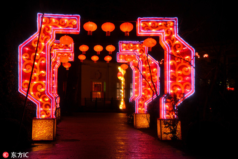比利时举办中国彩灯节迎新年 兵马俑彩灯吸睛