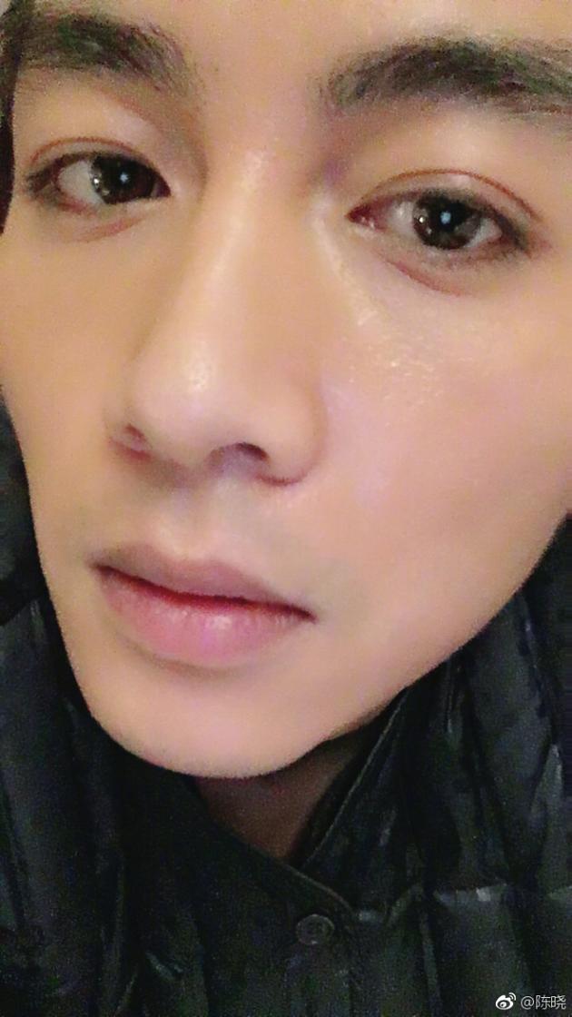 陈晓脸贴镜头晒自拍素颜上镜剑眉星目英气十足