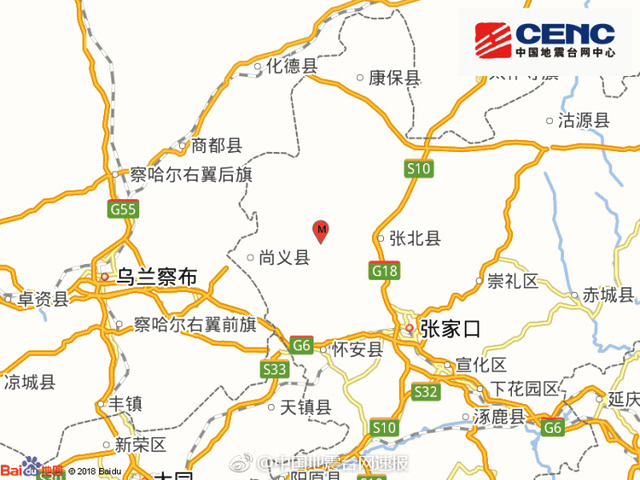 河北张家口市张北县发生3.2级地震