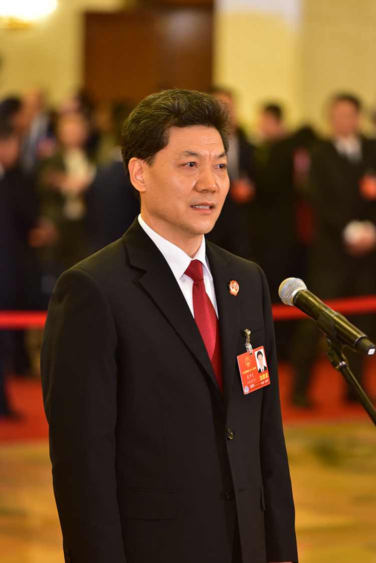 全国人大代表,省高院院长张甲天在代表通道答闪电新闻记者问