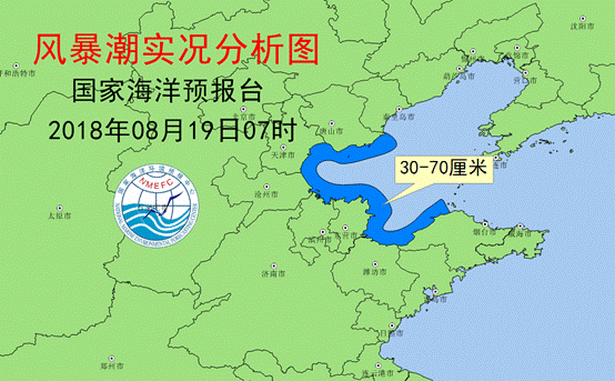 今天(19日)7时,国家海洋预报台发布我国近海风暴潮实况分析速报.
