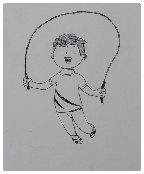 跳绳的小男孩简笔画图片
