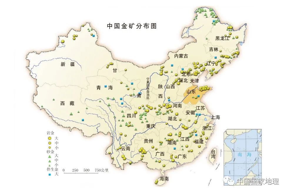 一张图告诉你中国哪里产黄金