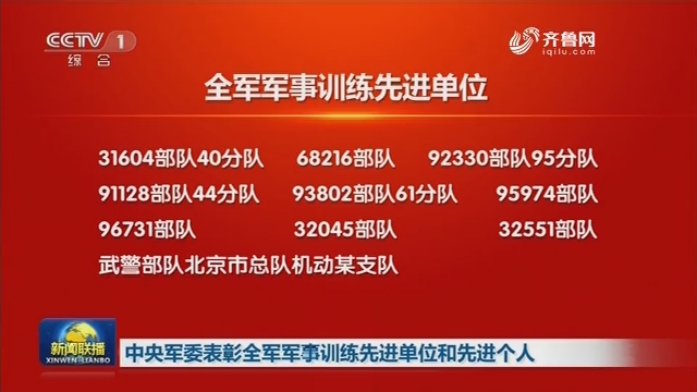 中央军委表彰全军军事训练先进单位和先进个人