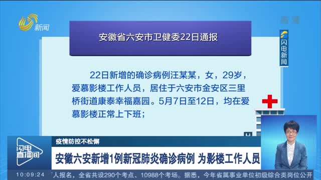 【疫情防控不松懈】安徽六安新增1例新冠肺炎确诊病例 为影楼工作人员