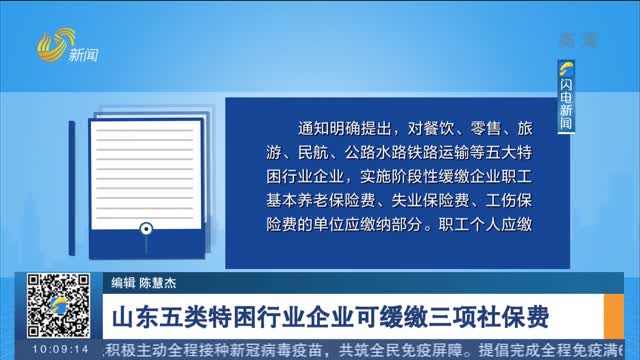 山东五类特困行业企业可缓缴三项社保费